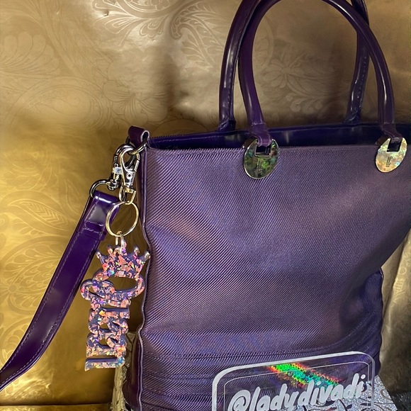 Queen KeyChain / Purse Charm Purple and Rose Gold Sparkle - Picture 9 of 15